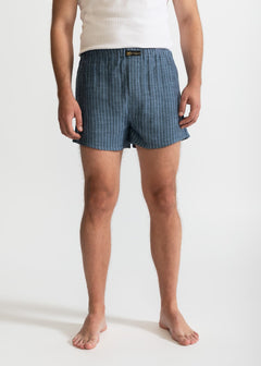 The Linen Boxer Shorts  Grey Stripes