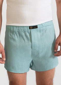 The Linen Boxer Shorts Aqua Blue