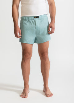 The Linen Boxer Shorts Aqua Blue