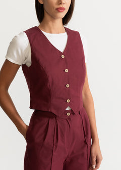 Women's Figa Organic Cotton Waistcoat Burgundy