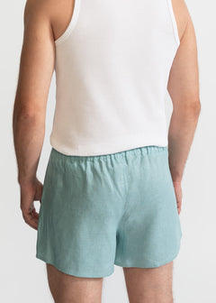 The Linen Boxer Shorts Aqua Blue