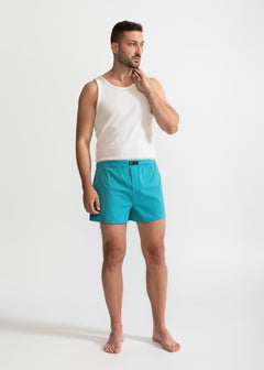 The Cotton Boxer Shorts Aqua Blue