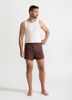 The Linen Boxer Shorts  Brown