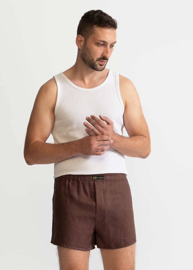 The Linen Boxer Shorts  Brown