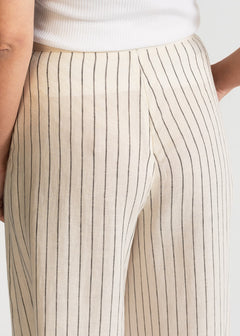 Women's Palazzo Linen Pants  White Stripes