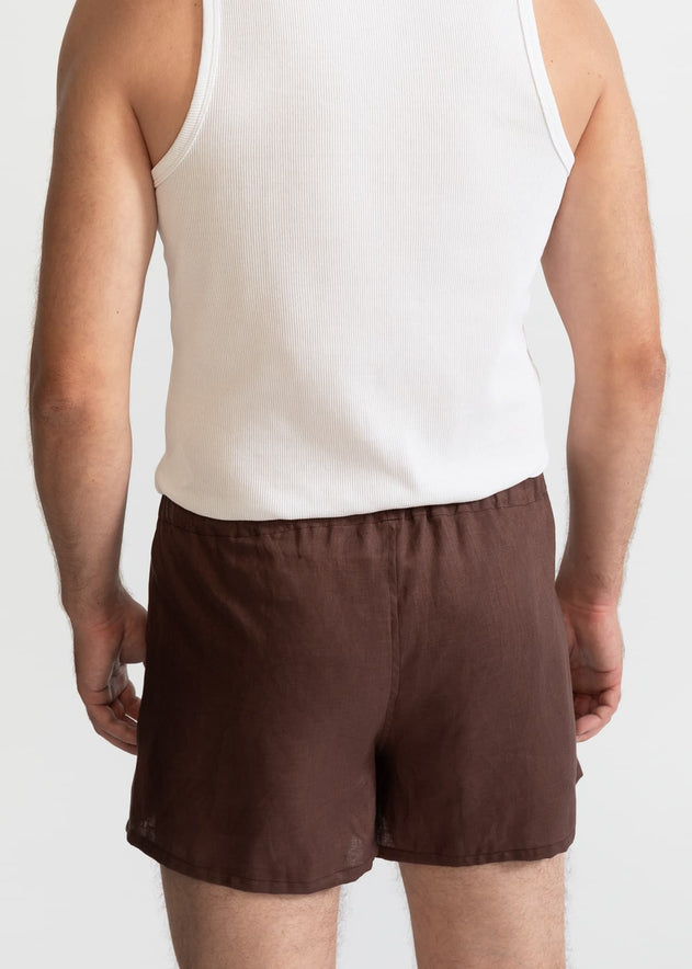 The Linen Boxer Shorts  Brown