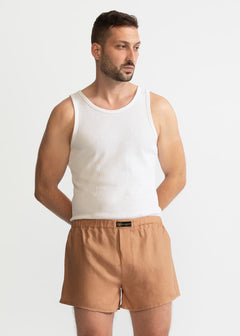 The Linen Boxer Shorts  Cappuccino Beige