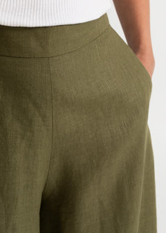 Women's Palazzo Linen Pants  Khaki