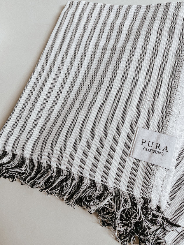 Beach Towel Stripes White/Grey