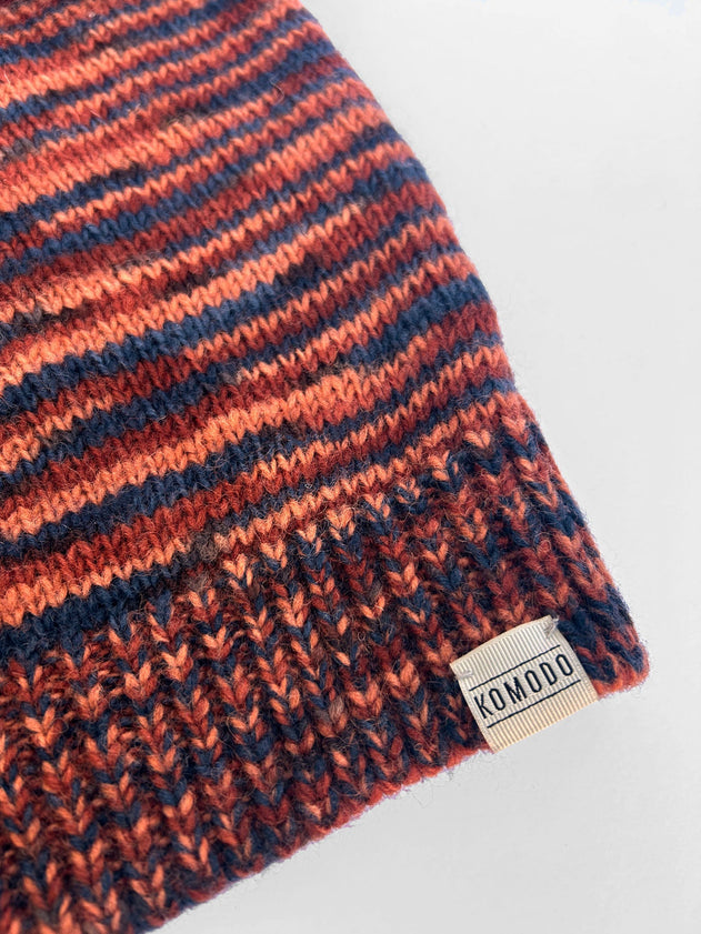 Temura red sweater, side view