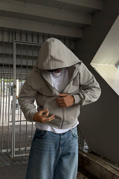 Zipper Essential Hoodie Grey