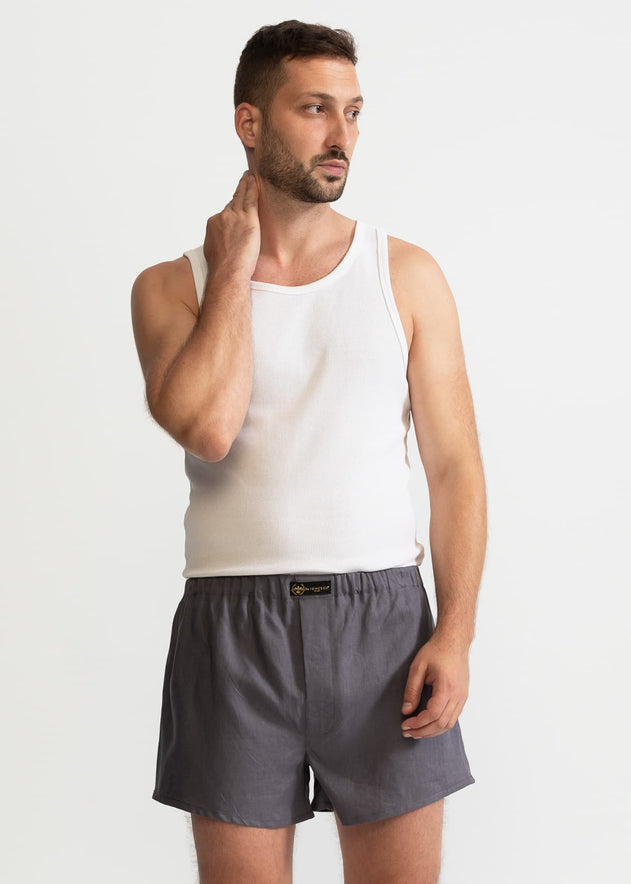 The Linen Boxer Shorts  Grey