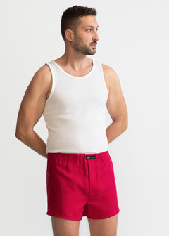 The Linen Boxer Shorts  Siclam Red