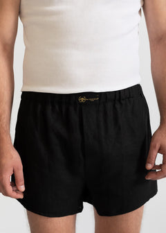 The Linen Boxer Shorts Black