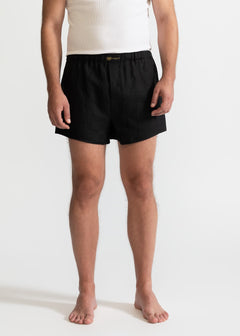 The Linen Boxer Shorts Black