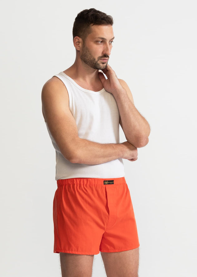 The Cotton Boxer Shorts Coral Orange