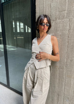 Chloe Double Breasted Linen Vest