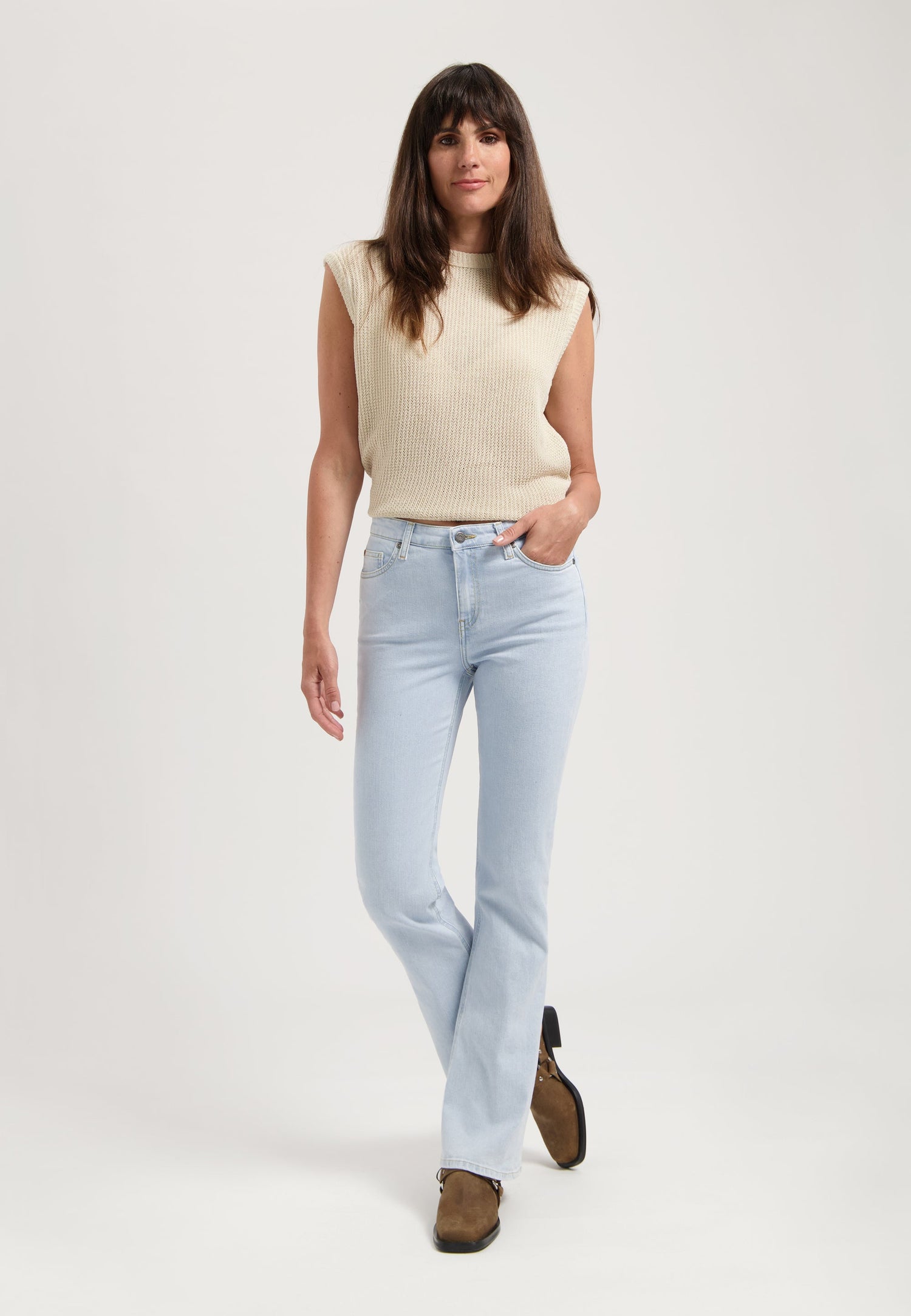 Isy High Flared Jeans Light Stone