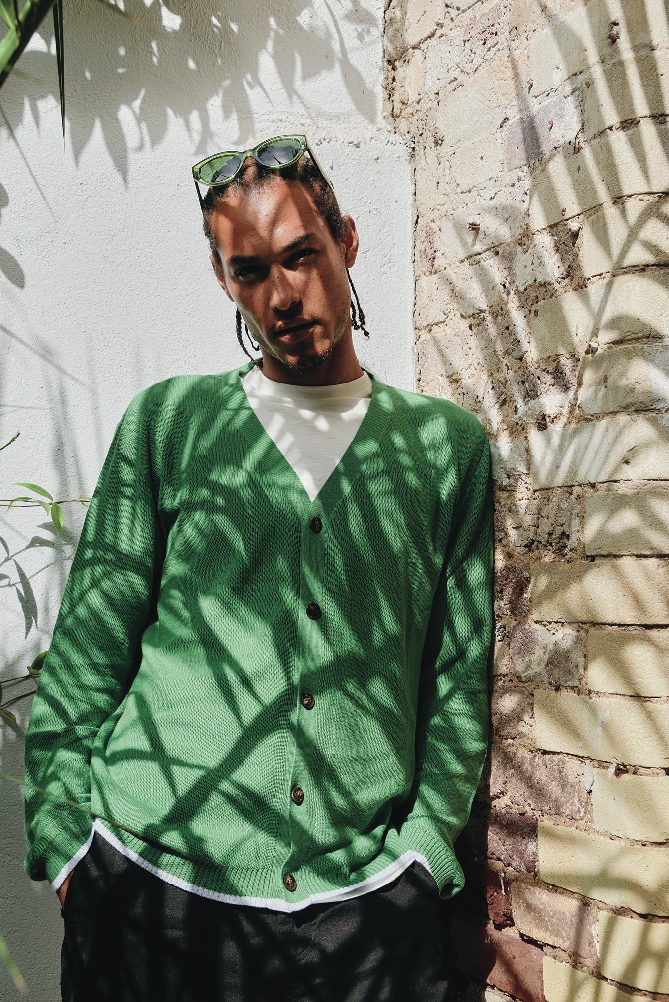 Jacob Cotton/Tencel Cardigan Jungle Green