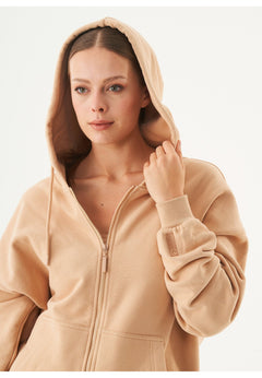 Jale Soft Touch Organic Cotton Sweat Jacket Beige