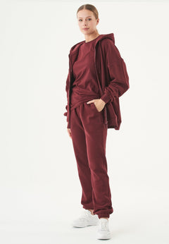 Jale Soft Touch Organic Cotton Sweat Jacket Bordeaux