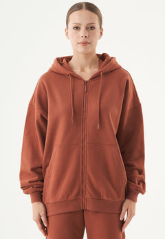 Jale Soft Touch Organic Cotton Sweat Jacket Cinnamon