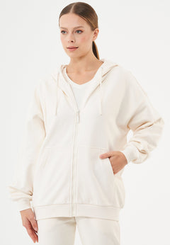 Jale Soft Touch Organic Cotton Sweat Jacket Off White