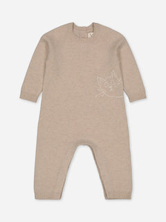 Baby's Embroidered Cashmere Jumpsuit Cat