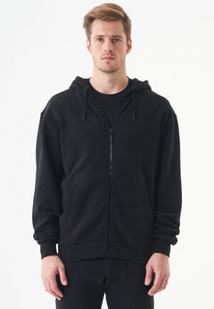 Junda Unisex Soft Touch Organic Cotton Sweat Jacket Black