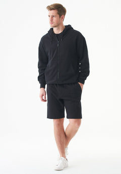 Junda Unisex Soft Touch Organic Cotton Sweat Jacket Black