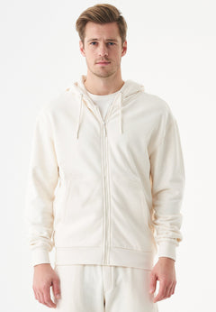 Junda Unisex Soft Touch Organic Cotton Sweat Jacket Off White