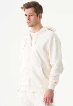 Junda Unisex Soft Touch Organic Cotton Sweat Jacket Off White