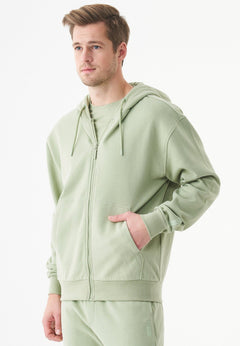 Junda Unisex Soft Touch Organic Cotton Sweat Jacket Sage Green