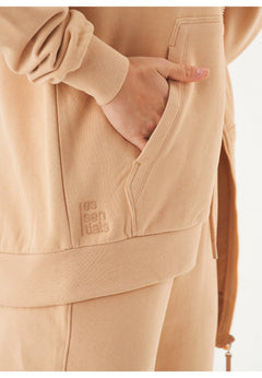 Junda Unisex Soft Touch Organic Cotton Sweat Jacket Beige