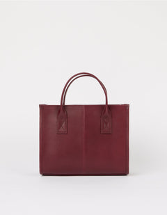 Jackie Midi Bag with Webbing Strap Classic Leather Dark Cherry