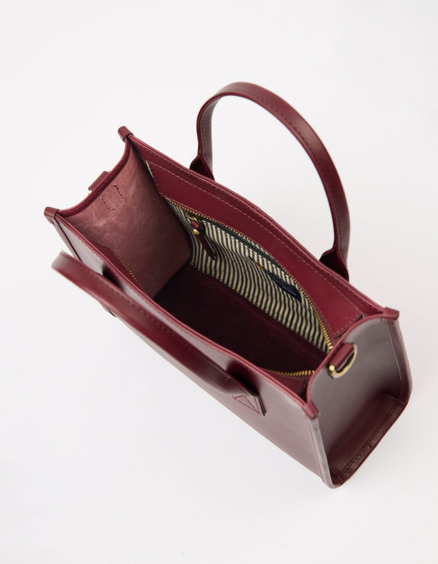 Jackie Midi Bag with Leather Strap Classic Leather Dark Cherry
