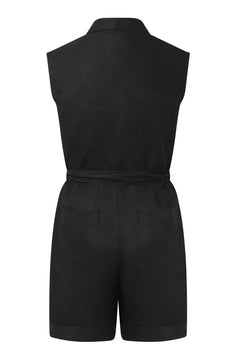 Sienna Organic Linen Cotton Playsuit Black