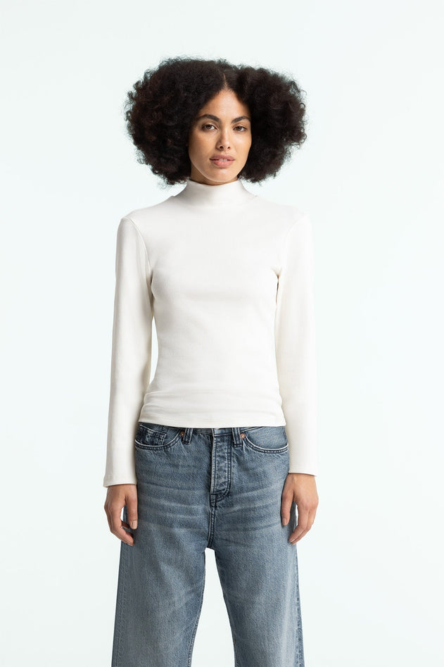 Jacobina Long Sleeve Turtleneck Top White