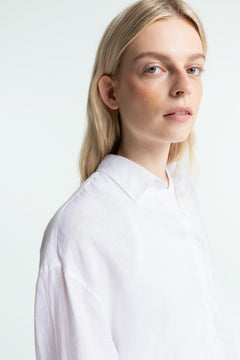 Helen Linen Button-Up Shirt Optical White