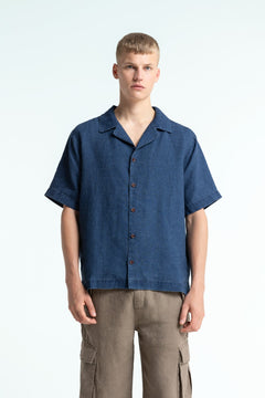 Arkin Button-Up Shirt Indigo Linen