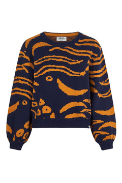 Komodo navy tiger print jumper, back view