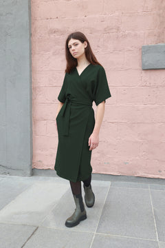 Jade Wrap Dress Dark Green