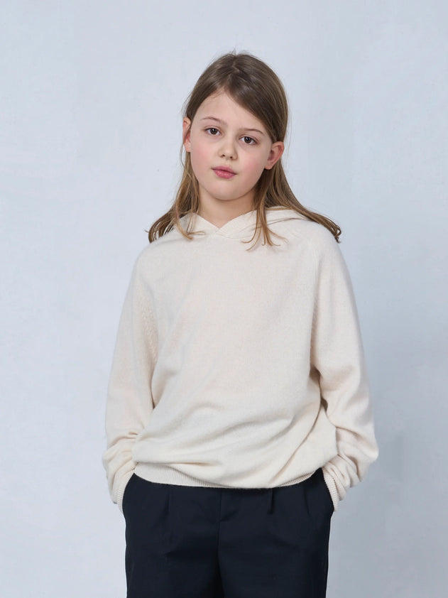 Kids' Cashmere Hoodie Ivory