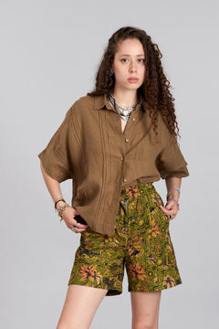 Kimono Linen Shirt Khaki