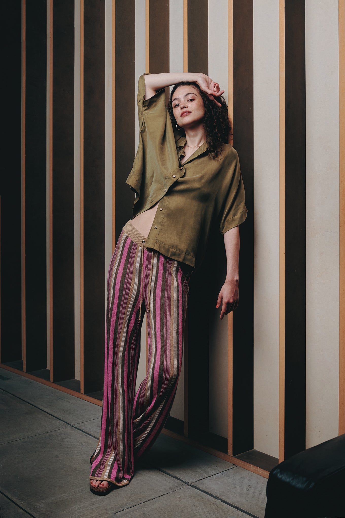 Talith Linen Knit Trousers Stripe