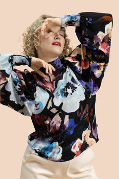 Puff Blouse Black Anemone