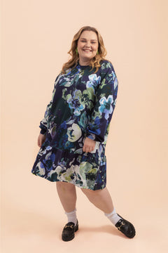Ruffle Sweatshirt Dress Blue Anemone