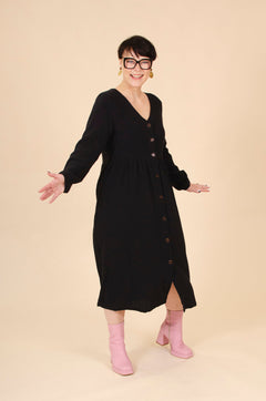 Button Dress Black