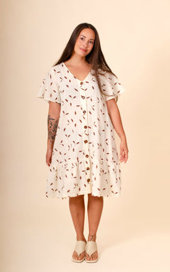 Frill Button Dress Wind