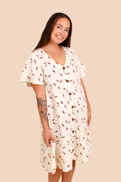 Frill Button Dress Wind